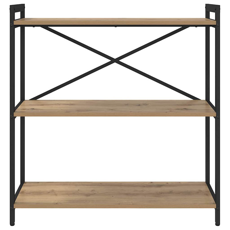 Steel Bookcase, (3 Shelves) 83cm H x 80cm W x 30cm D, Brown