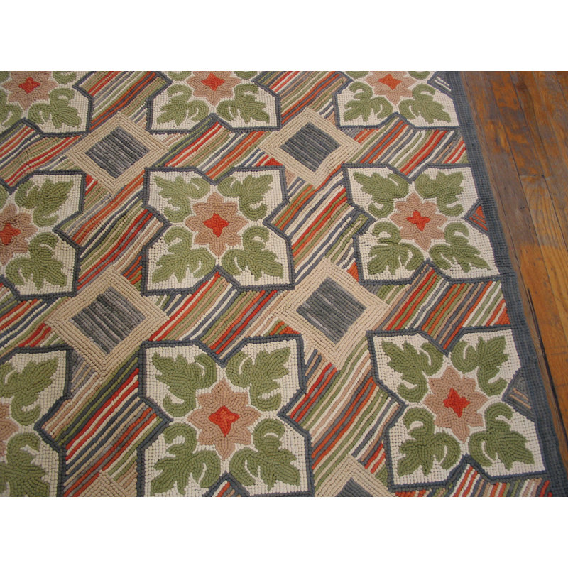 Flatweave Wool Floral Area Rug, Rectangle 6' x 9'