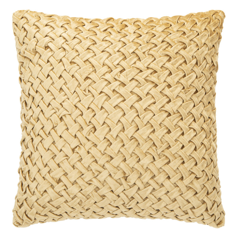 Beige Braided Texture Square Throw Pillow