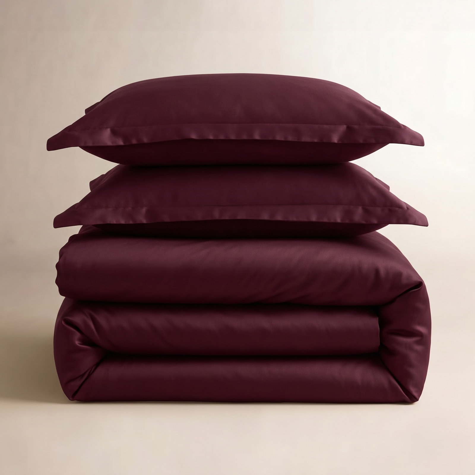 Lunete Egyptian Cotton Duvet Cover Set, Full / Queen Duvet Cover + 2 Pillow Shams, Plum