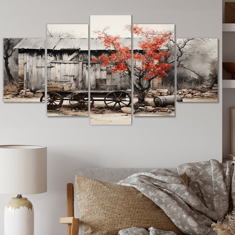 «Barn Rustic Elegance I» sur toile, reproduction de 5 pièces