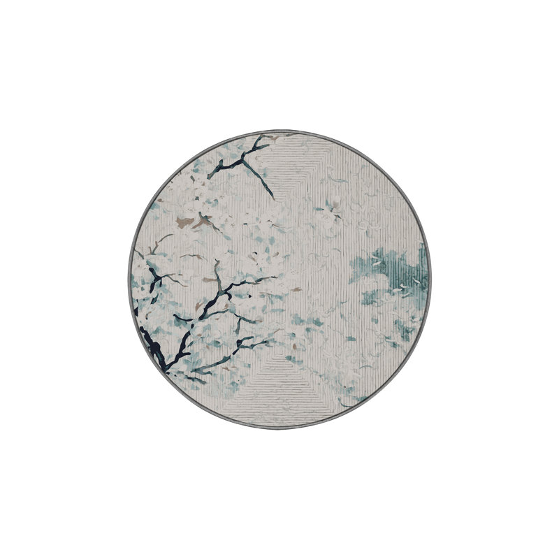 Machine Washable Gray Area Rug, Round 5'