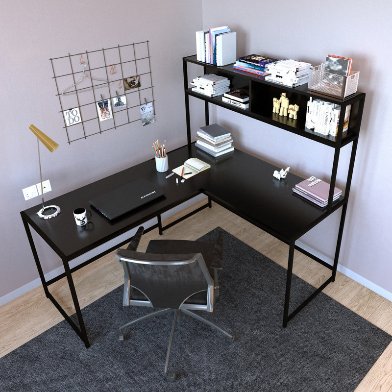 Nafne L-Shaped Writing Desk, Black