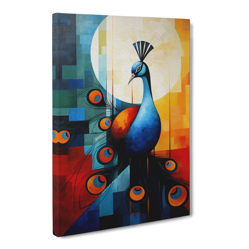 Peacock Constructivism - Wrapped Canvas, 50cm H x 35cm W x 3cm D