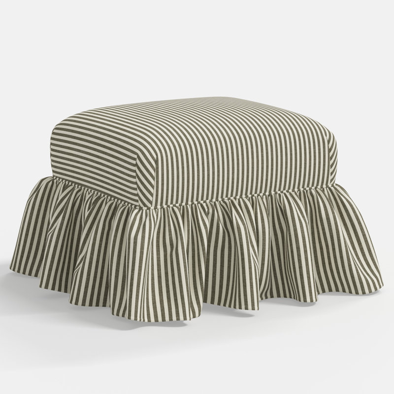 June Upholstered Ottoman, Jane Stripe Laurel