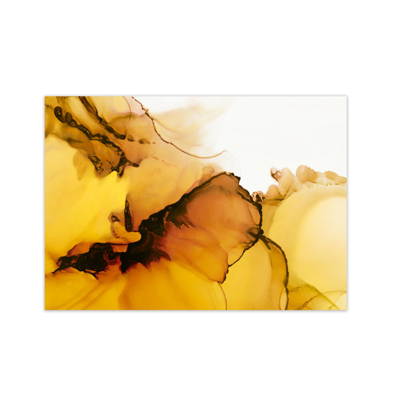 Yellow Watercolour Abstract Original - Painting, No Frame, 21cm H x 30cm W x 1cm D