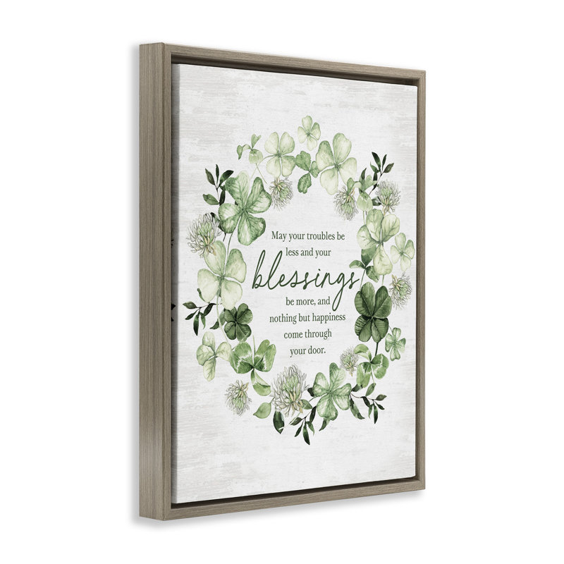 Couronne de proverbe irlandais, H 21 po x l 17 po, Cadre flottant orme Montalcino