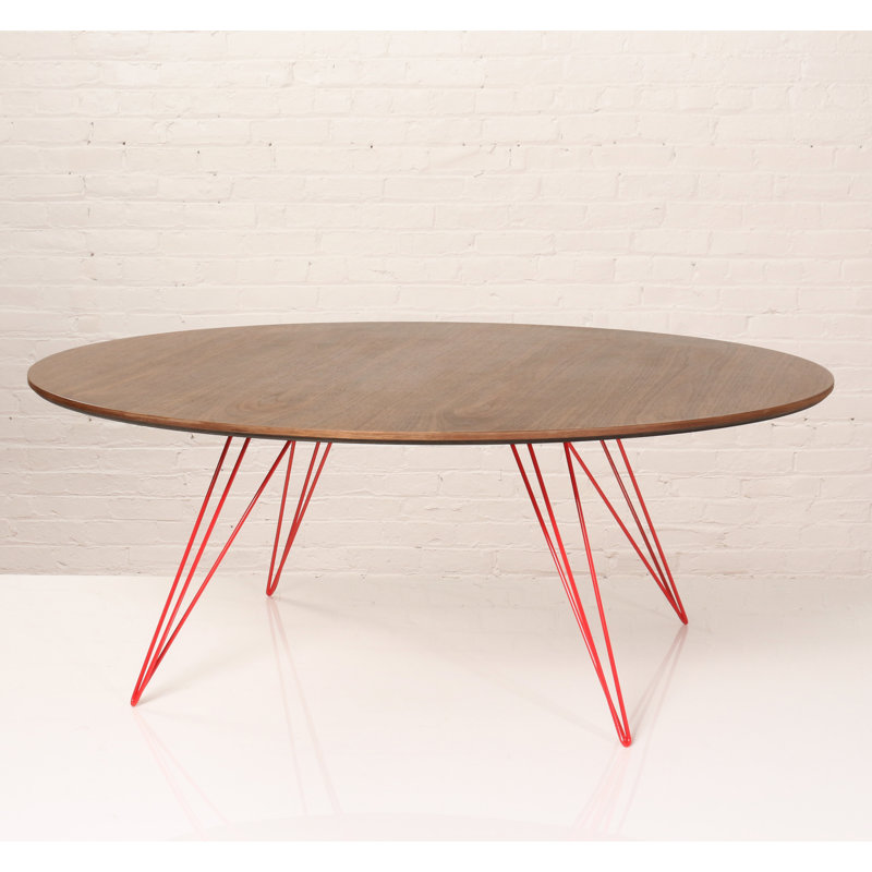 Williams Single Coffee Table, Red, 18" H x 46" W x 40" D, Walnut