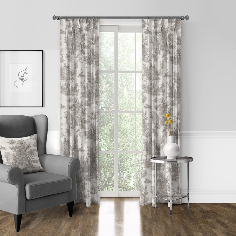Rideau simple obscurcissant Toile De Jouy, Noir, l 20 po x L 84 po
