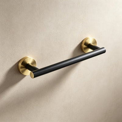 Porte-serviettes de bain en acier inoxydable de qualité supérieure - Porte-serviettes mural antirouille pour salle de bain, douche, cuisine - Porte-serviettes durable de grande capacité avec finition noir mat et or