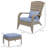 Patio Wicker Adirondack Chair with Ottoman, Outdoor Fire Pit Chair with Cushions, High-Back, Large Seat & Armrests for Deck, Garden & Backyard, Gray-1214964890-1214964887
