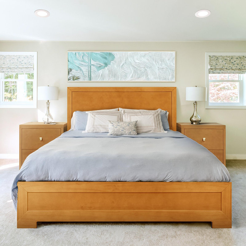 Ensemble de chambre avec lit plateforme 2 pièces Trent, Chêne, King