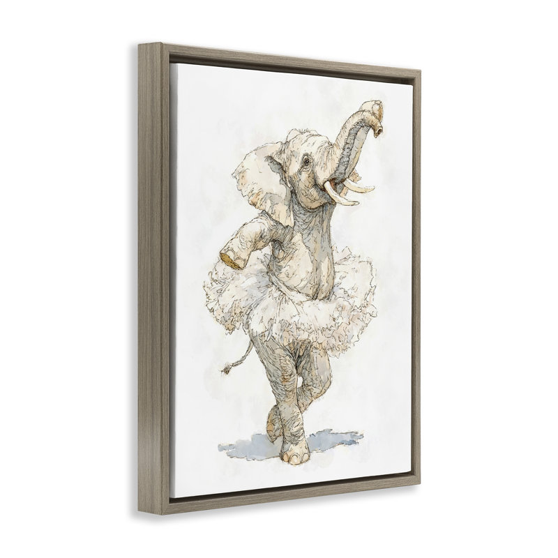 Cadre flottant Ballet Elephant Tutu, design par Ziwei Li, Cadre flottant orme Montalcino, H 21 po x l 17 po