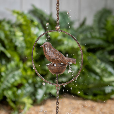 Metal Bronze Bird Rain Chain, 72in H