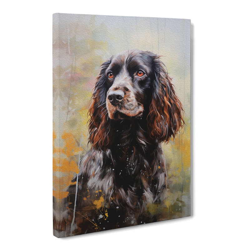 Cocker Spaniel Hard Edge Painting No.2 - Wrapped Canvas Print, 60cm H x 40cm W x 3cm D