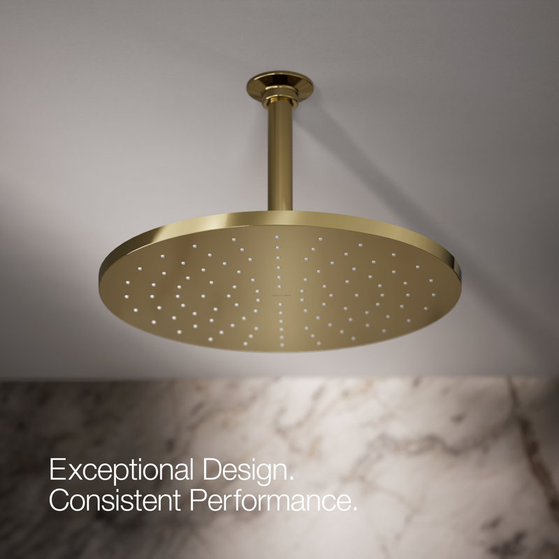 Contemporary Round 12" Rainhead with Katalyst Air-Induction Spray, 2.5 Gpm, Vibrant French Gold