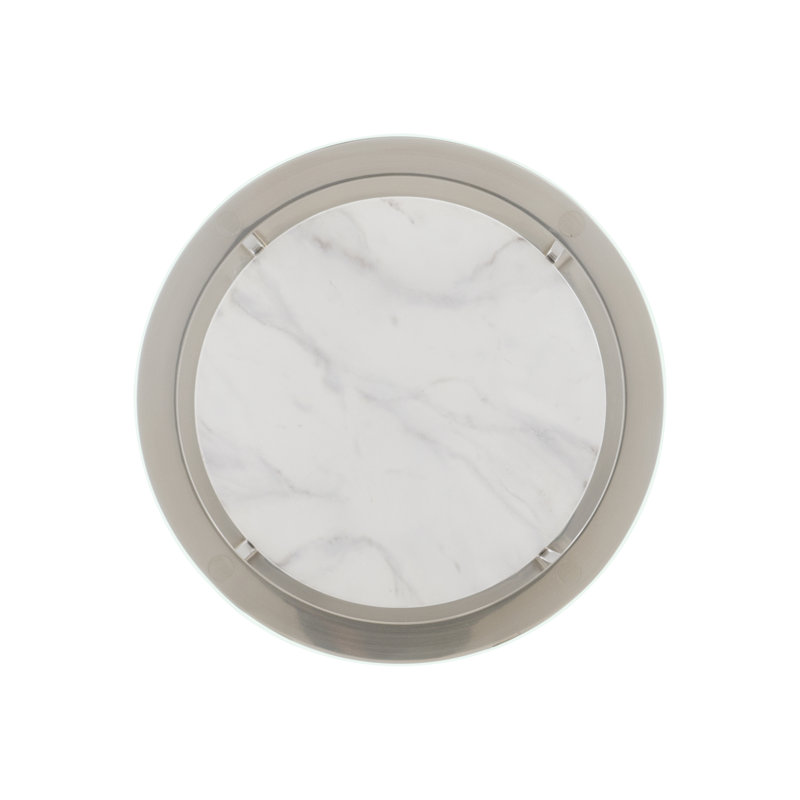 Transitional Silver Mist Round Stone & Metal Accent Table