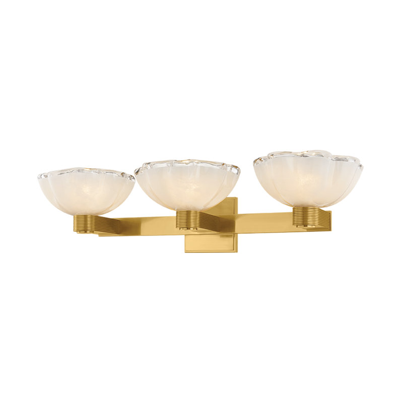 1 - Light Vanity Light, 6.75" H x 7.75" W x 8.75" D, Blonchino Piastre / Aged Brass, 1