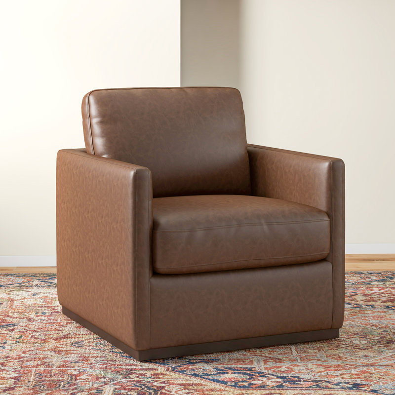 Fauteuil pivotant large Assiatou, Similicuir brun Assiatou