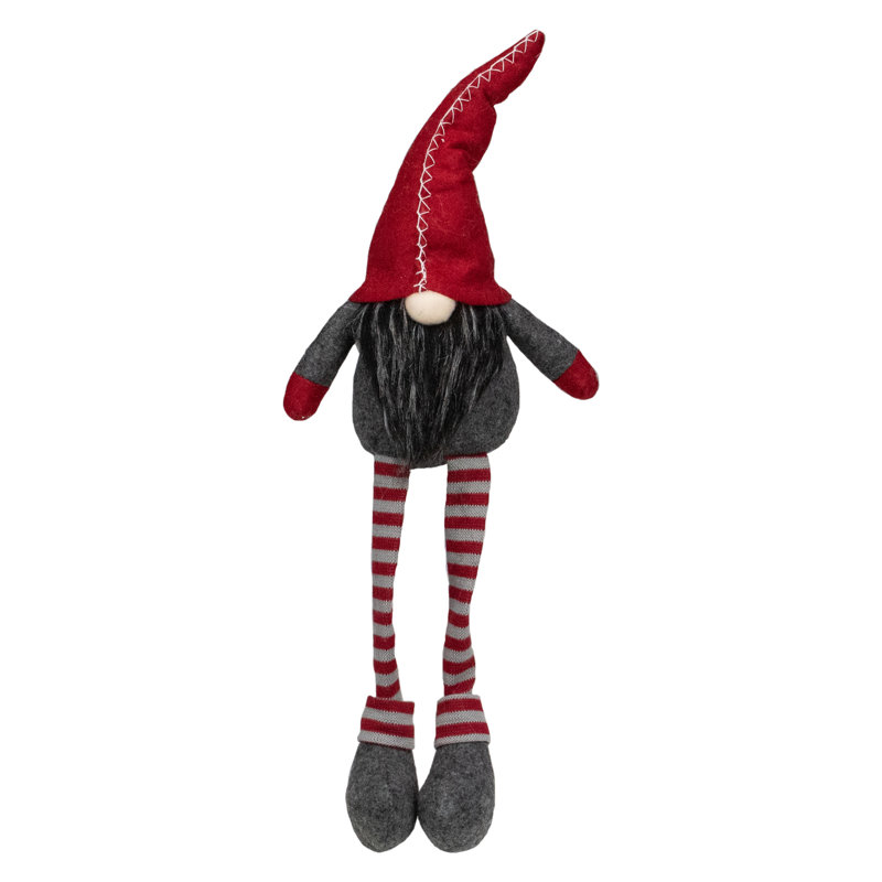 Décoration de Noël gnome assis 22 po rouge et gris