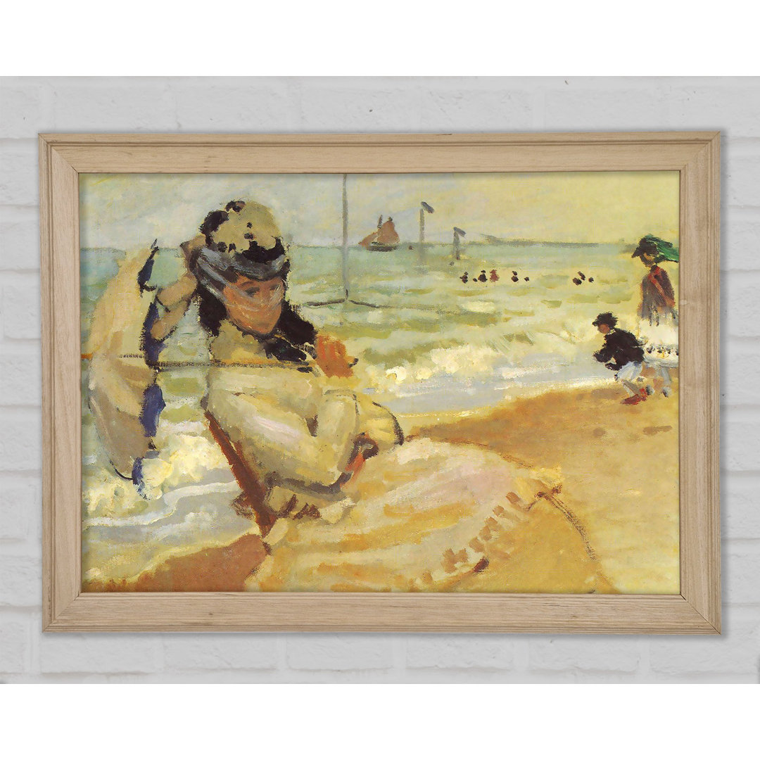 Monet Camille am Strand von Trouville - Einzelne Bilderrahmen Kunstdrucke