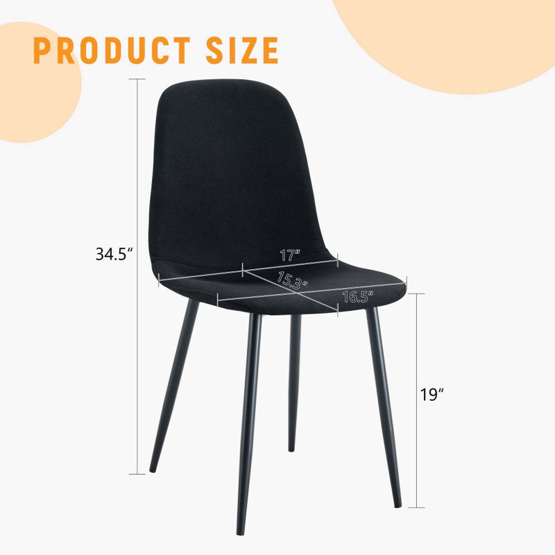 Ensemble de chaises de salle à manger modernes et minimalistes - Stable et confortable., Black, 6
