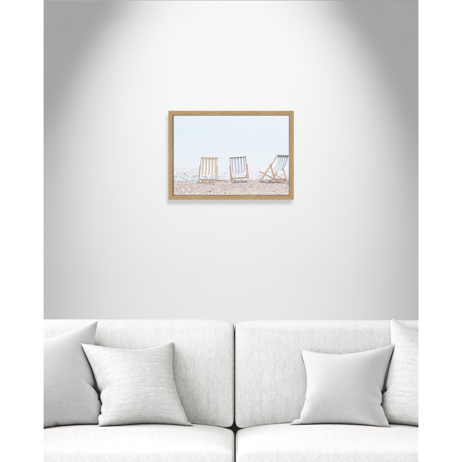 Adriatica "Beach Chairs" Print by Leah Straatsma, 17" H x 23" W x 1.25" D, Natural