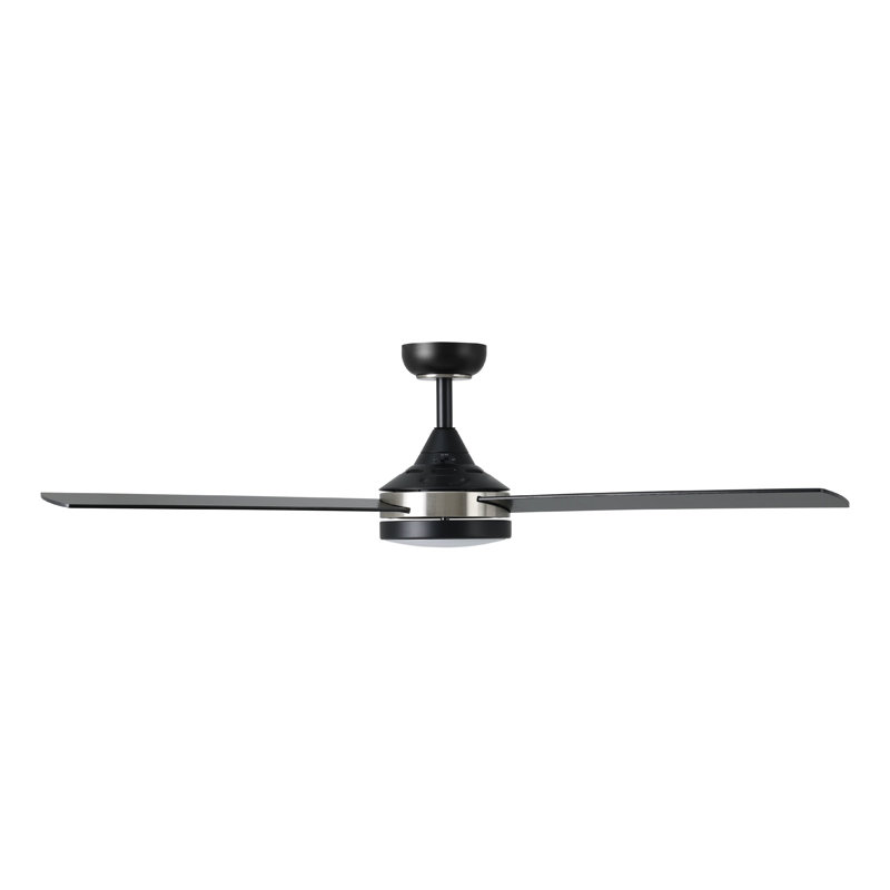 Lukka 52 inch Ceiling Fan, Black, Brushed Nickel