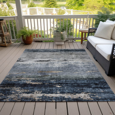 Tapis bleu marine intérieur / extérieur lavable à la machine Cicel ACN1195