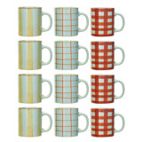 Round Hand-Painted Stoneware Mug With 3 Various Patterns