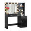 Bureau de coiffeuse avec miroir et lumières, coiffeuse 46,4 po avec 2 grands tiroirs et grand organisateur vertical, commode à 3 niveaux et 3 modes d'éclairage à luminosité réglable, convient à la chambre à coucher-1311811653