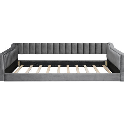 Full Xl Upholstery Daybed In Gray With Side Pocket - Suits Various Decor Styles No Box Spring Needed Easy To Install Modern Storage Offers A Cozy Place Assemble