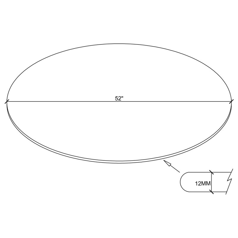 Finition raffinée - plateau rond en verre trempé transparent de 10 mm, H 52 po x L 52 po x l 52 po