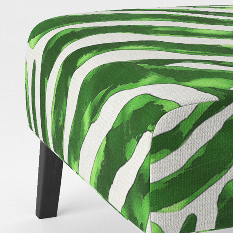 Zebra Striped - Upholstered Accent Slipper Chair, Dark Green/White
