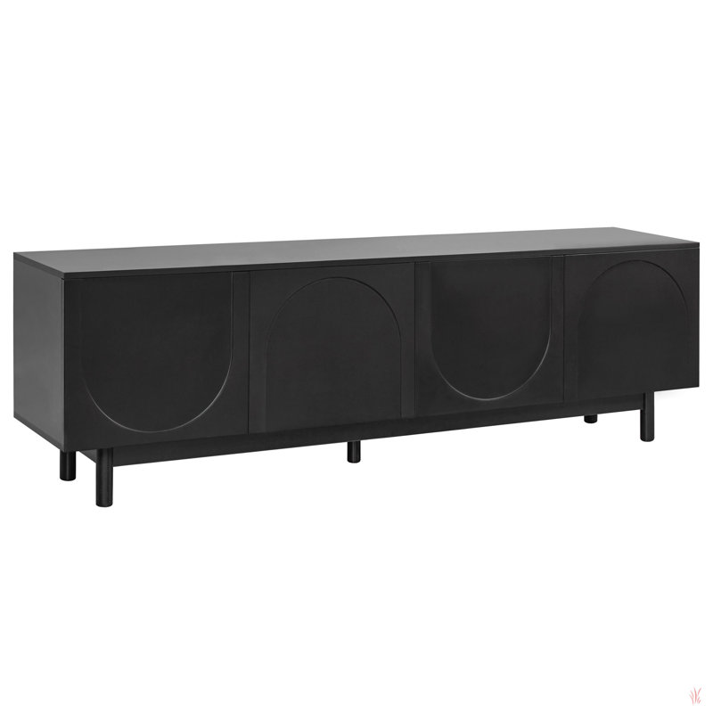 Graceful TV Stand With Arch Cabinets For Tvs Up To 78'', Minimalist Entertainment Center With Solid Wood Legs, Practical Media Console With Adjustable Shelves For Living Room
