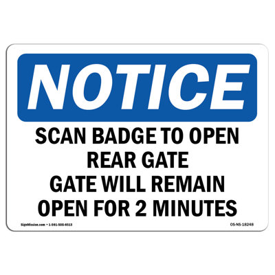 Scan Badge to Open Rear Gate Gate Sign
