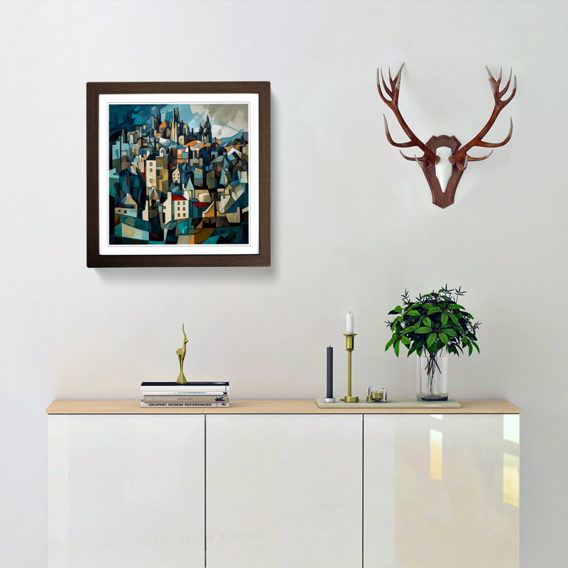 City Of Edinburgh Cubism No.4 - Framed Print, Walnut