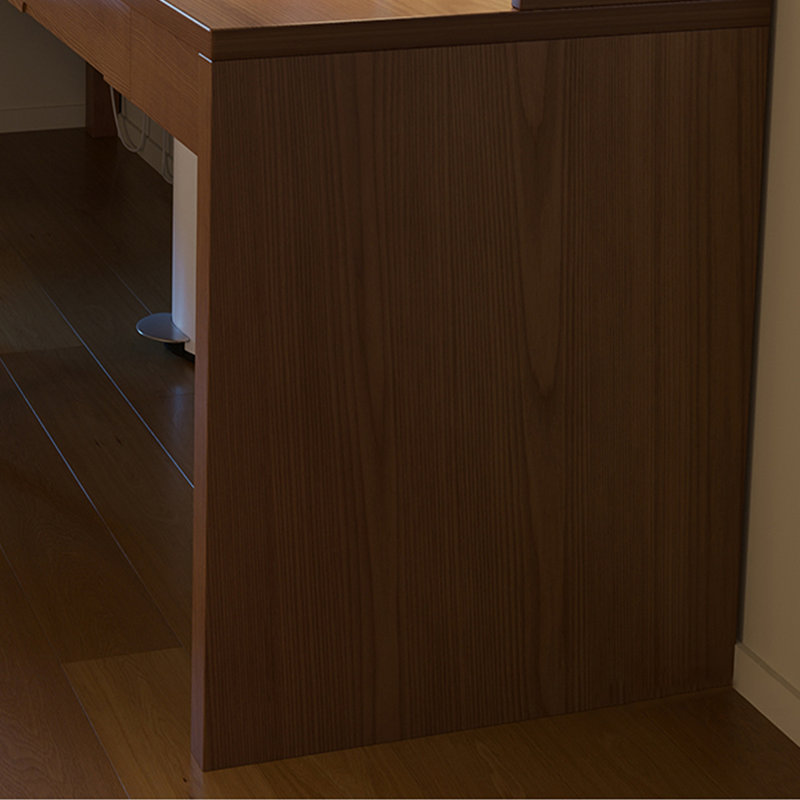 Bureau rectangulaire à 3 tiroirs en bois massif brun noisette, H 29,53 po x l 78,74 po x P 47,24 po, Retour à droite