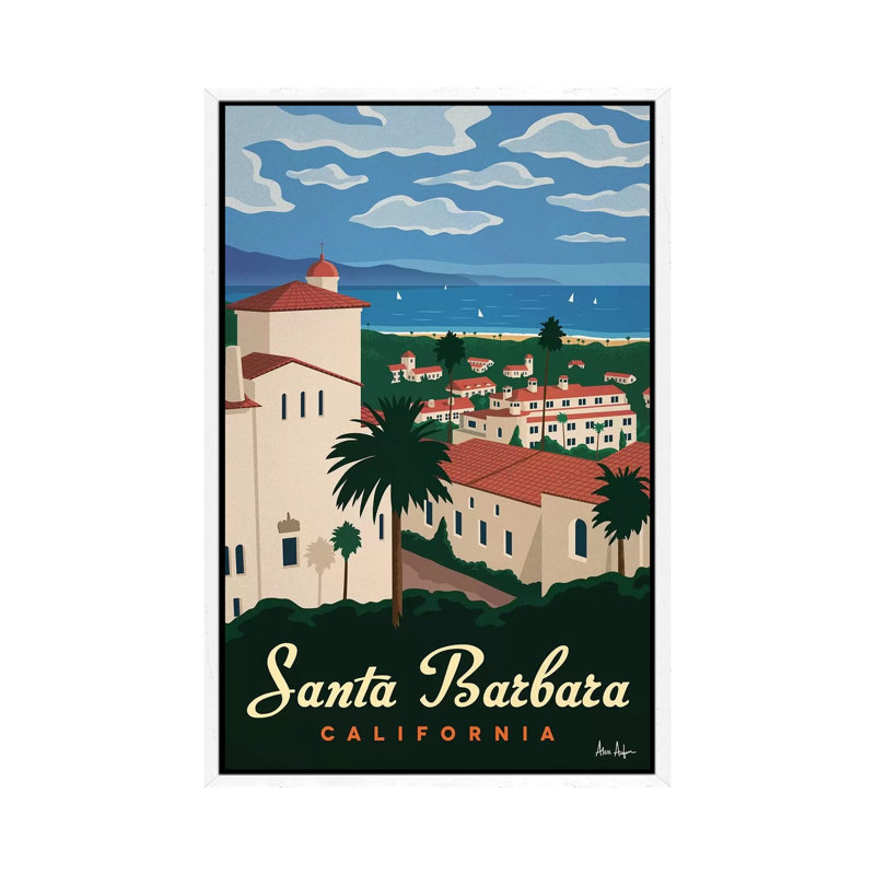 Santa Barbera 1 Piece Painting on Canvas, 152.4cm H x 101.6cm W x 3.81cm D, White Framed