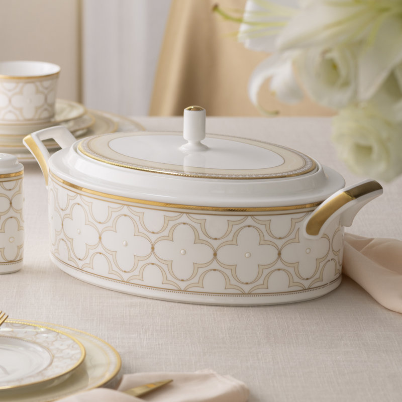 Noritake Trefolio Gold Covered Vegetable Bowl, 67 oz.