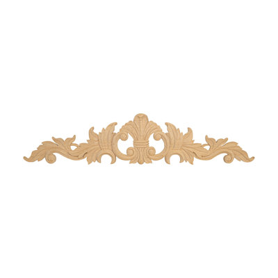 Applique en bois d'acanthe sculptée à la main sans finition 5-1 / 4 po x 24 po x 5/8 po