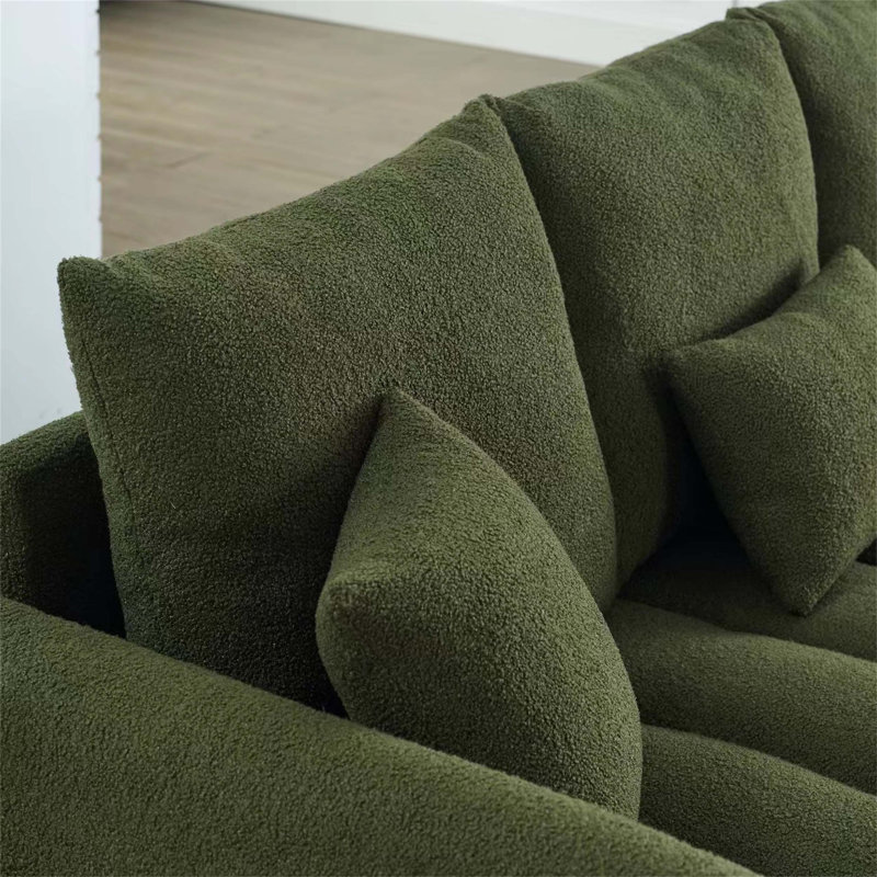Canapé en peluche de qualité supérieure avec trois coussins de dossier et trois coussins offrant confort, durabilité et élégance à votre espace de vie