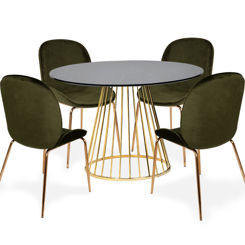 Centers 4 - Person Dining Set, Black, Red