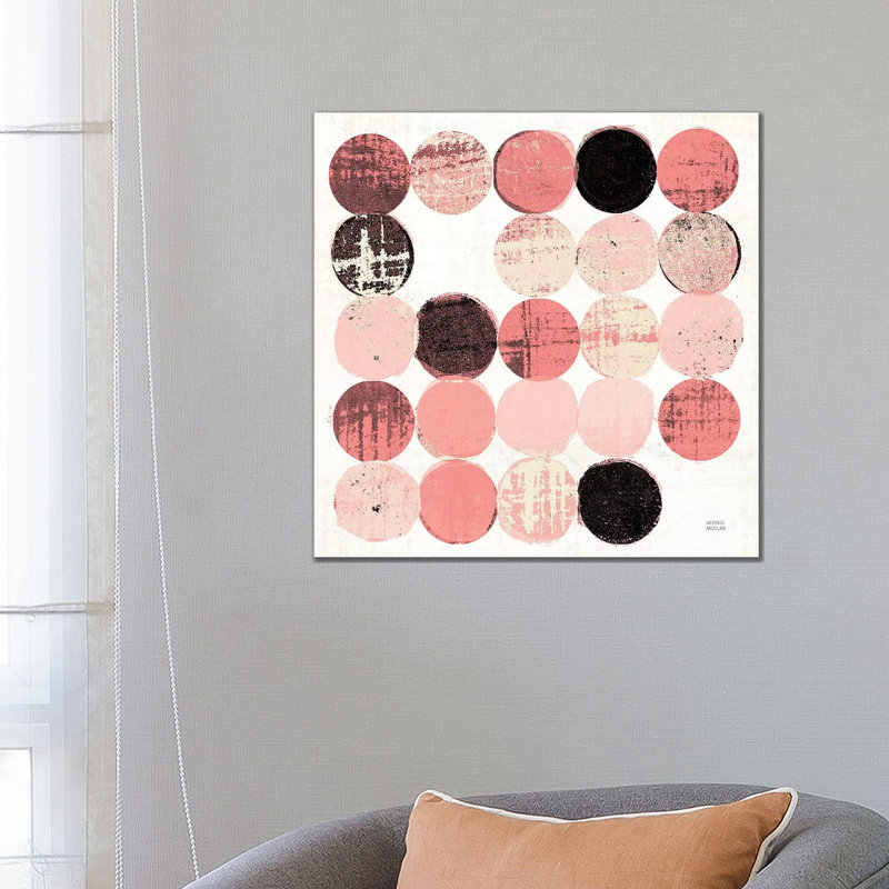 Dots II Square II Pink Black by Michael Mullan - Wrapped Canvas Print, 66.04 cm H x 66.04 cm W x 3.175 cm D