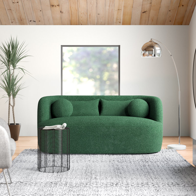 Brinae 68" Wide Boucle Upholstered Loveseat Sofa, Green Performance Boucle