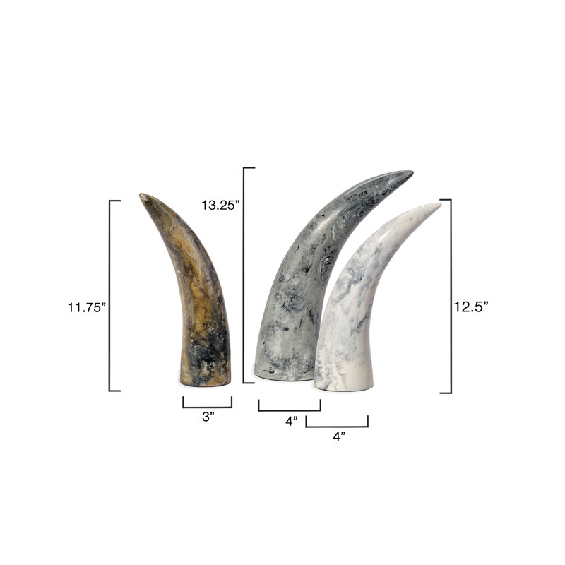 3 Piece Variegated Horn Sculpture Set