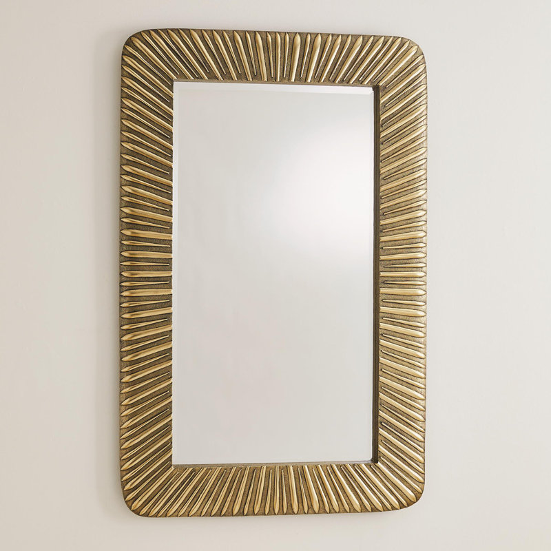 Antique Brass Rectangular Wall Mounted Accent Mirror