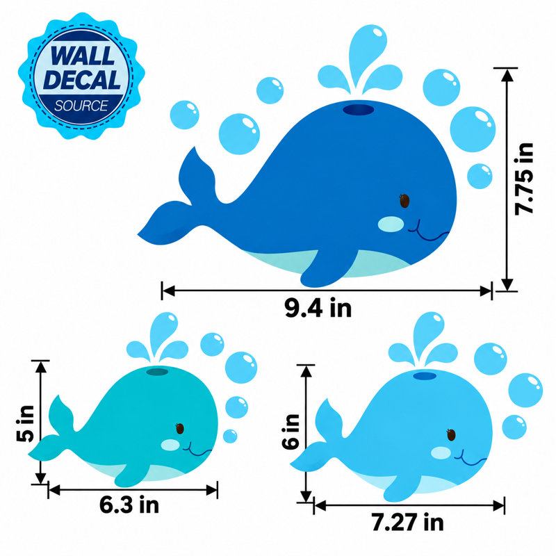 Décalcomanie murale baleine, mer et océan, Schéma B