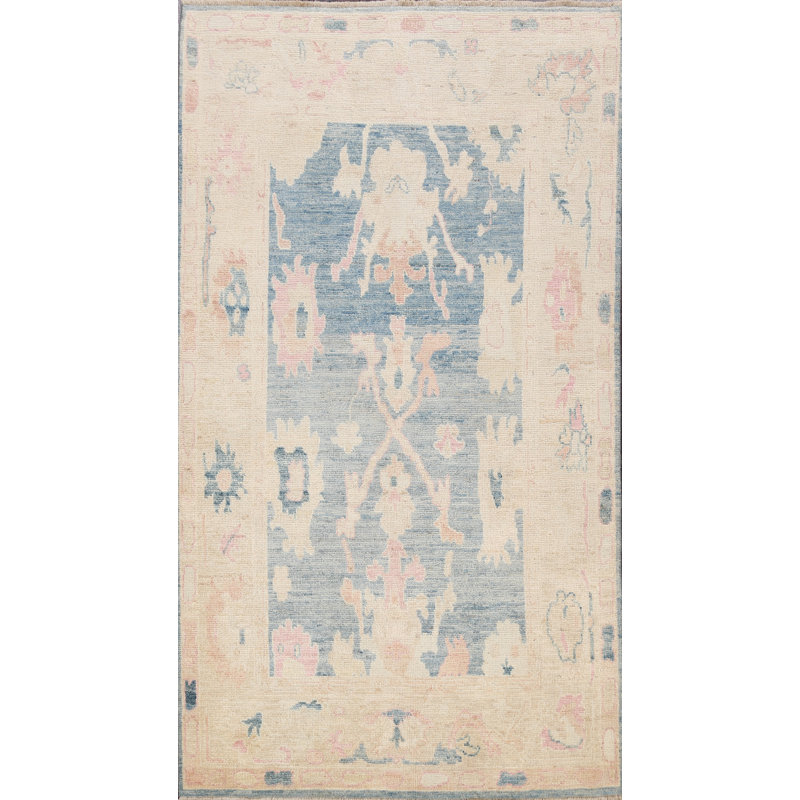 Tapis décoratif en laine noué à la main de conception unique 5 pi 1 po x 7 pi 6 po Oushak New Age
