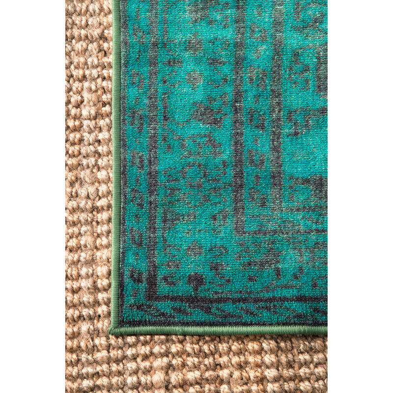 Tapis turquoise Bunn, Tapis de couloir 2 pi 8 po x 8 pi